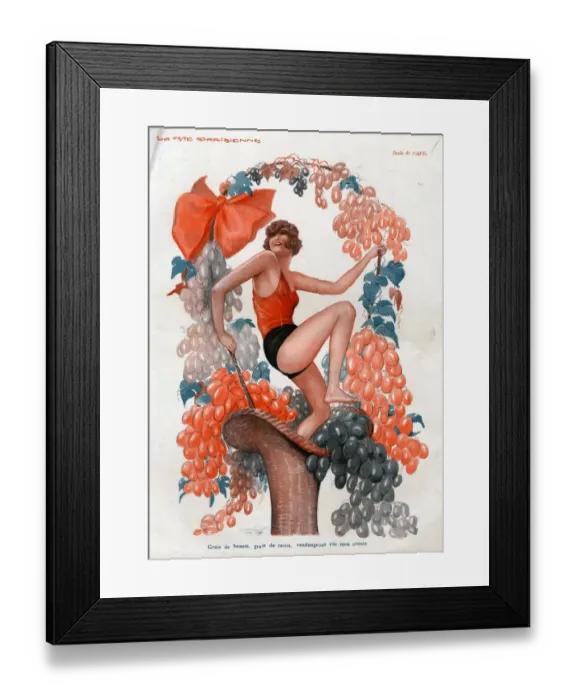 Framed Print : La Vie Parisienne 1929 1920s France cc grapes wine alcohol