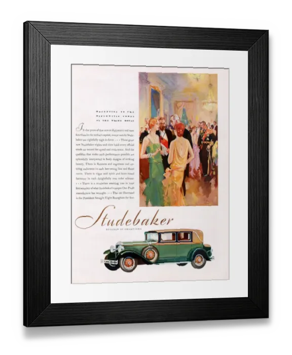 Framed Print : Studebaker 1929 1920s USA cc cars reception party Framed Print : Studebaker 1929 1920s USA cc cars reception party