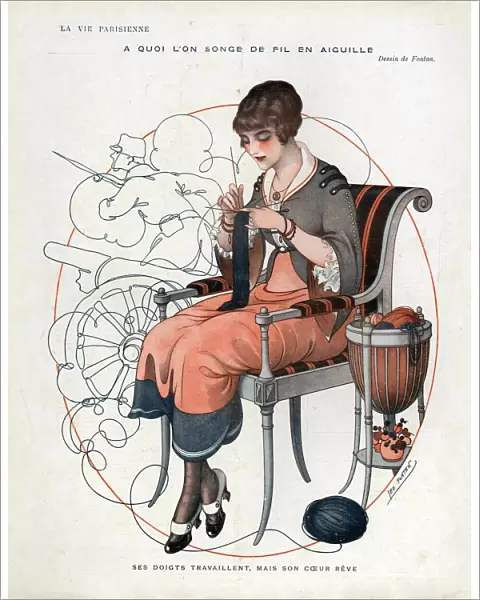 La Vie Parisienne 1916 1910s France cc ww1 knitting