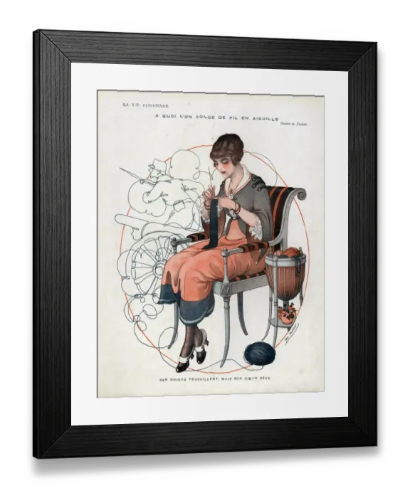 Framed Print : La Vie Parisienne 1916 1910s France cc ww1 knitting