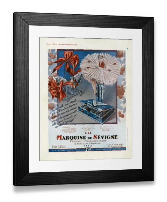 Framed Print : Marquise de Sevigne 1929 1920s France cc chocolates confectionery Framed Print : Marquise de Sevigne 1929 1920s France cc chocolates confectionery