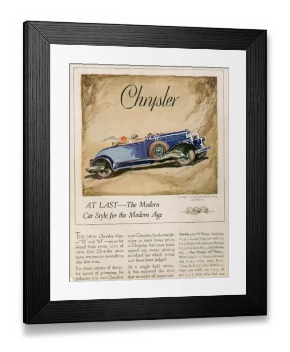 Framed Print : Chrysler 1928 1920s USA cc cars Framed Print : Chrysler 1928 1920s USA cc cars
