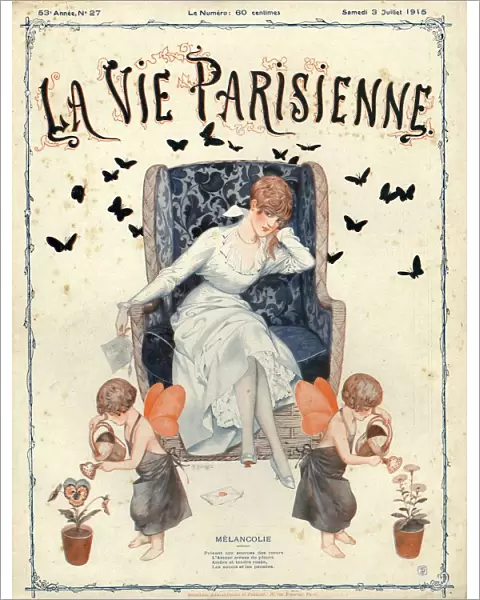 La Vie Parisienne 1915 1910s France cc cherubs butterflies butterfly unhappy upset