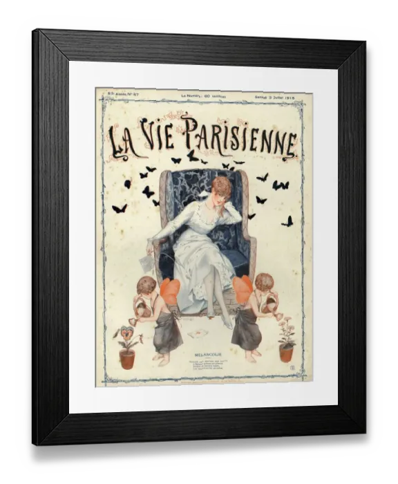 Framed Print : La Vie Parisienne 1915 1910s France cc cherubs butterflies butterfly unhappy upset Framed Print : La Vie Parisienne 1915 1910s France cc cherubs butterflies butterfly unhappy upset
