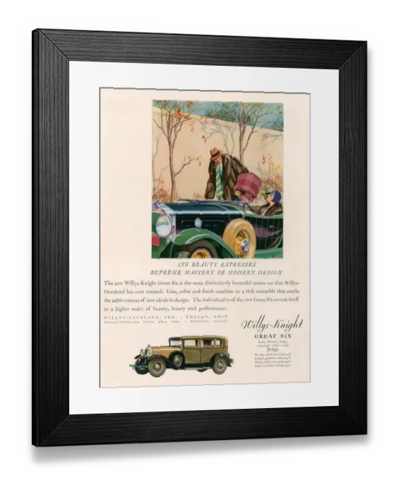 Framed Print : Willys Knight 1920s USA cc cars autumn seasons Framed Print : Willys Knight 1920s USA cc cars autumn seasons