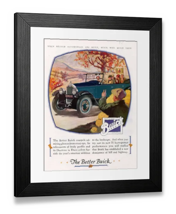Framed Print : Buick 1925 1920s USA cc cars autumn seasons waving Framed Print : Buick 1925 1920s USA cc cars autumn seasons waving