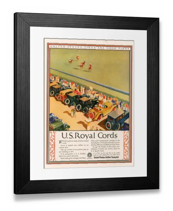 Framed Print : US Royal Cords 1924 1920s USA cc cars Tyres horses polo spectators Framed Print : US Royal Cords 1924 1920s USA cc cars Tyres horses polo spectators