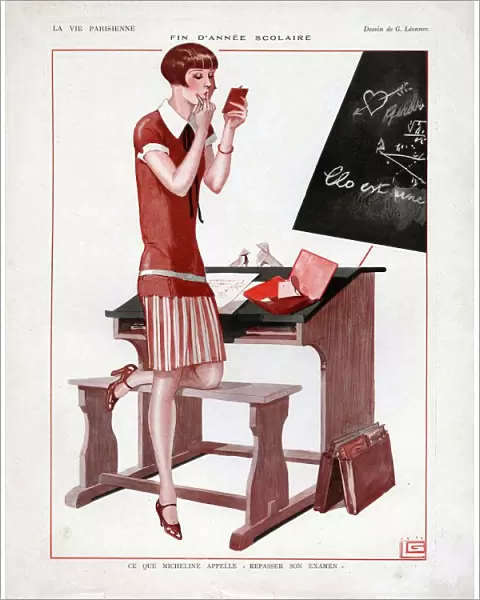 La Vie Parisienne 1926 1920s France cc school education lipstick make-up applying