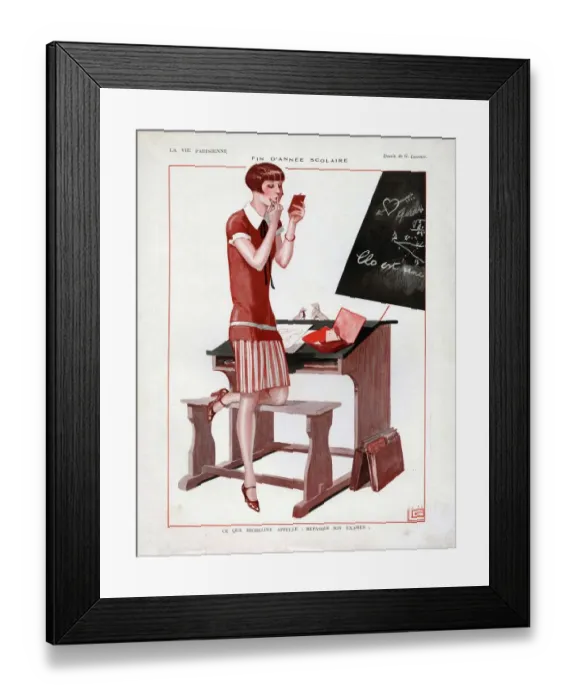 Framed Print : La Vie Parisienne 1926 1920s France cc school education lipstick make-up applying Framed Print : La Vie Parisienne 1926 1920s France cc school education lipstick make-up applying