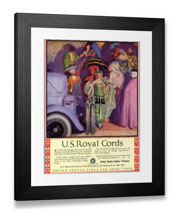 Framed Print : US Royal Cords 1924 1920s USA cc cars tyres masquerade fancy dress Framed Print : US Royal Cords 1924 1920s USA cc cars tyres masquerade fancy dress