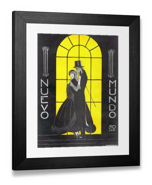 Framed Print : Nuevo Mundo 1927 1920s Spain embracing hugging art deco cc evening dress top hats Framed Print : Nuevo Mundo 1927 1920s Spain embracing hugging art deco cc evening dress top hats