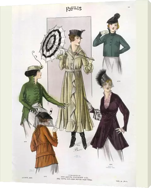 Le Costume Royal 1915 1910s USA cc womens coats parasols umbrellas