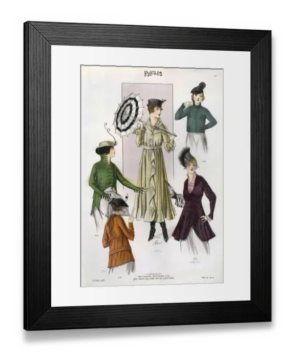 Framed Print : Le Costume Royal 1915 1910s USA cc womens coats parasols umbrellas