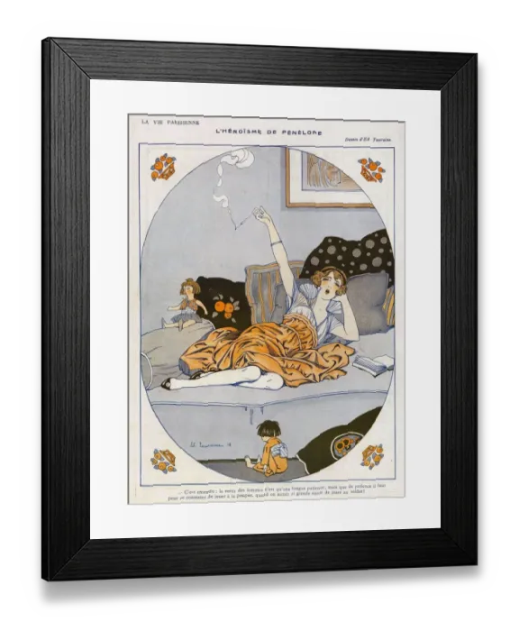 Framed Print : La Vie Parisienne 1916 1910s France cc womens smoking relaxing beds bedrooms woman Framed Print : La Vie Parisienne 1916 1910s France cc womens smoking relaxing beds bedrooms woman