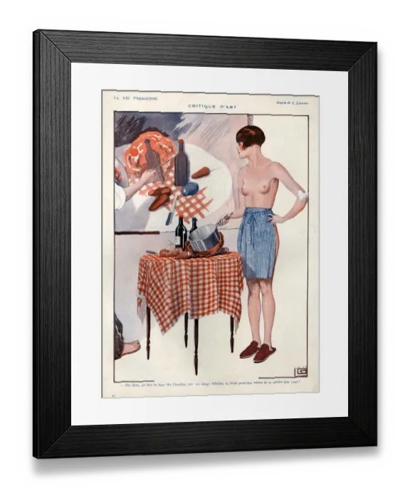 Framed Print : La Vie Parisienne 1925 1920s France cc erotic cooking topless nude naked chefs Framed Print : La Vie Parisienne 1925 1920s France cc erotic cooking topless nude naked chefs