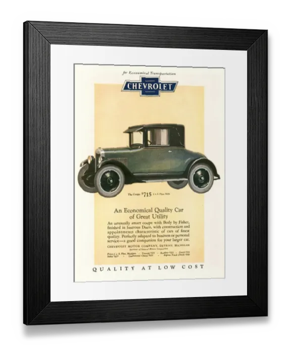 Framed Print : Chevrolet 1925 1920s USA cc cars Framed Print : Chevrolet 1925 1920s USA cc cars