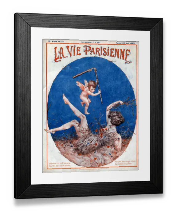 Framed Print : La Vie Parisienne 1923 1920s France cc erotica harvest cherubs valentines angels
