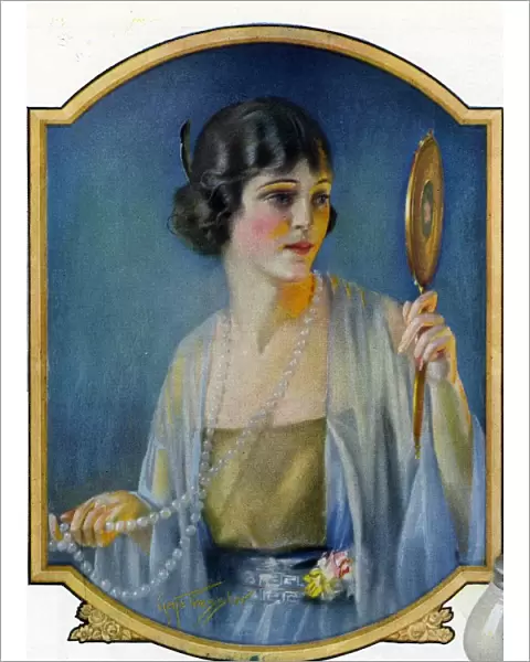 Pompean 1920s USA CC make-up vanity mirrors pearls womens day cream beauty