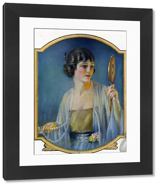 Pompean 1920s USA CC make-up vanity mirrors pearls womens day cream beauty