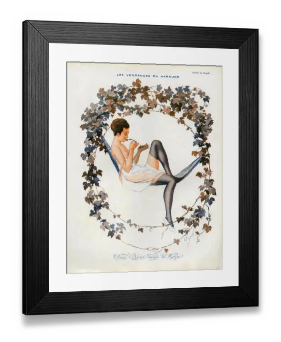 Framed Print : La Vie Parisienne 1916 1910s France cc erotica nightwear nightgowns nightdresses