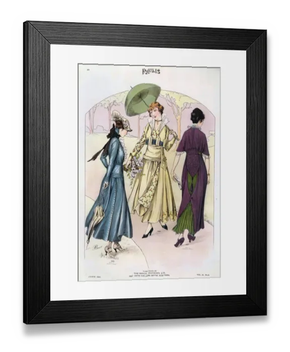 Framed Print : Le Costume Royal 1915 1910s USA cc parasols umbrellas womens spring seasons dresses
