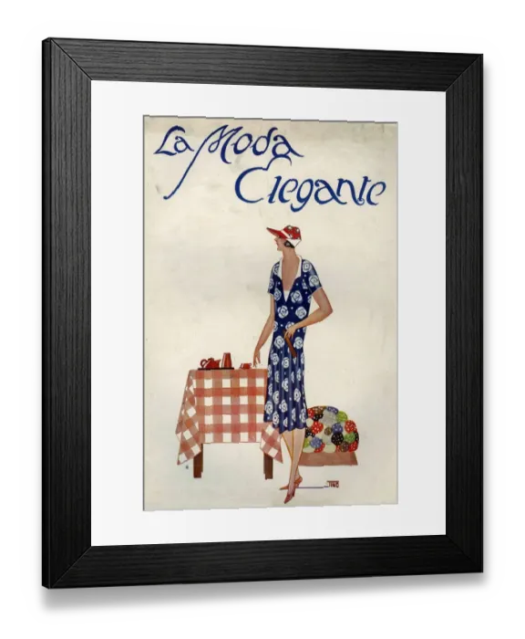 Framed Print : La Moda Elegante 1920s Spain cc magazines womens dresses tea coffee Framed Print : La Moda Elegante 1920s Spain cc magazines womens dresses tea coffee