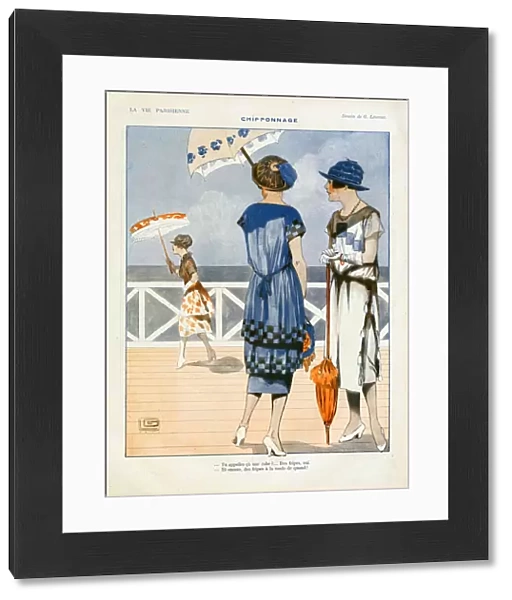 La Vie Parisienne 1919 1910s France cc holidays parasols umbrellas seaside womens