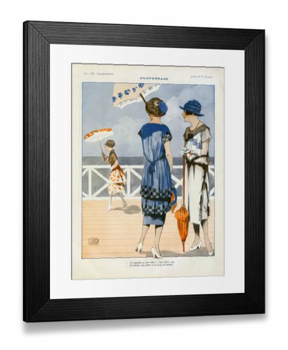 Framed Print : La Vie Parisienne 1919 1910s France cc holidays parasols umbrellas seaside womens