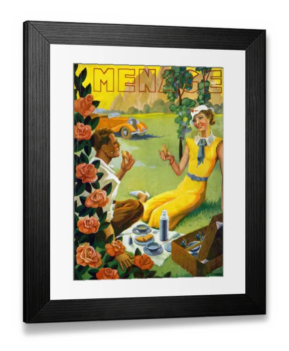 Framed Print : Menage 1935 1930s France cc picnics Framed Print : Menage 1935 1930s France cc picnics