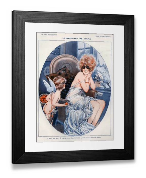Framed Print : La Vie Parisienne 1919 1910s France cc cherubs erotica valentines day hearts