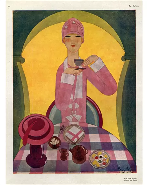 Art Deco Tea Drinking 1926 1920s Spain cc art deco tea drinking afternoon
