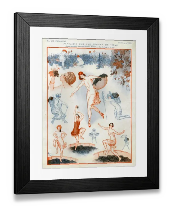 Framed Print : La Vie Parisienne 1924 1920s France cc grapes wine making alcohol