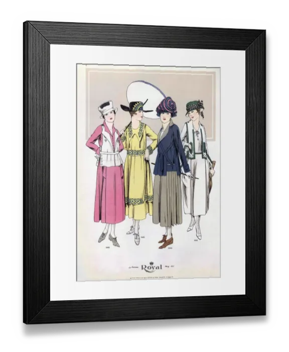 Framed Print : Le Costume Royal 1917 1910s USA cc womens hats umbrellas parasols