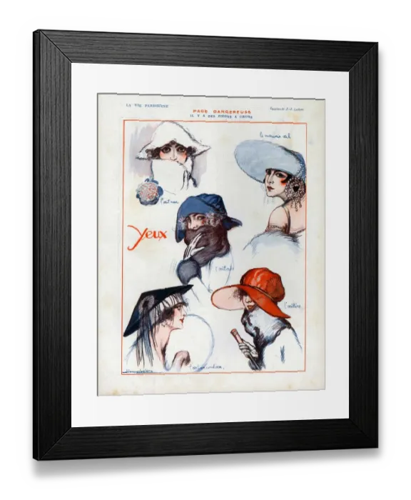 Framed Print : La Vie Parisienne 1922 1920s France cc womens hats