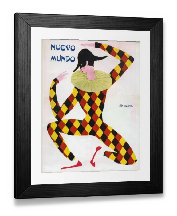 Framed Print : Nuevo Mundo 1920s Spain cc magazines carnivals masks clowns masquerade pierrot harlequins Framed Print : Nuevo Mundo 1920s Spain cc magazines carnivals masks clowns masquerade pierrot harlequins