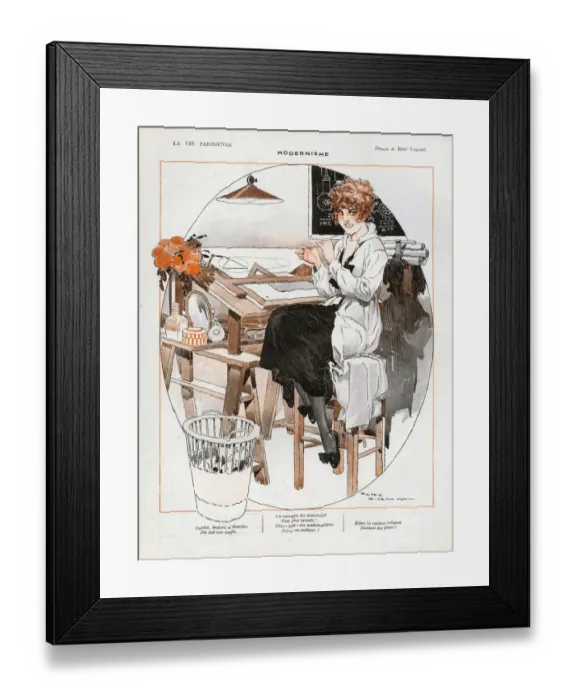 Framed Print : La Vie Parisienne 1918 1910s France cc scientists drawings womens lib liberation Framed Print : La Vie Parisienne 1918 1910s France cc scientists drawings womens lib liberation