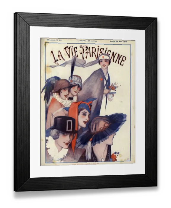 Framed Print : La Vie Parisienne 1915 1910s France cc womens hats Framed Print : La Vie Parisienne 1915 1910s France cc womens hats