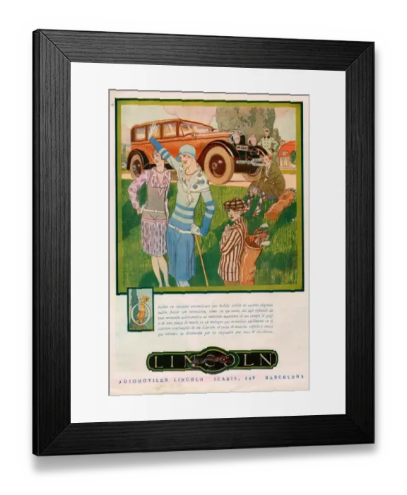 Framed Print : Lincoln - please note that the text is in Spanish 1928 1920s USA cc cars golf