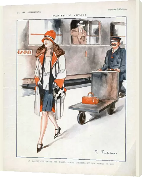 La Vie Parisienne 1927 1920s France cc luggage porters holidays trains