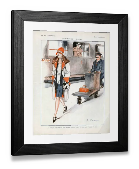 Framed Print : La Vie Parisienne 1927 1920s France cc luggage porters holidays trains