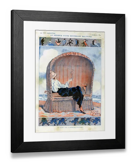 Framed Print : La Vie Parisienne 1915 1910s France cc beaches seaside relaxing women smoking Framed Print : La Vie Parisienne 1915 1910s France cc beaches seaside relaxing women smoking