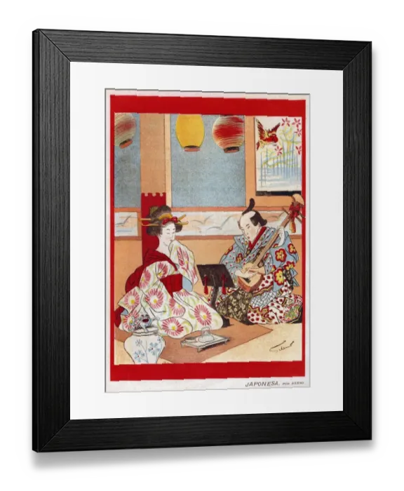 Framed Print : Japanese Music scene 1898 1890s Japan cc japanese tea instruments musical Framed Print : Japanese Music scene 1898 1890s Japan cc japanese tea instruments musical