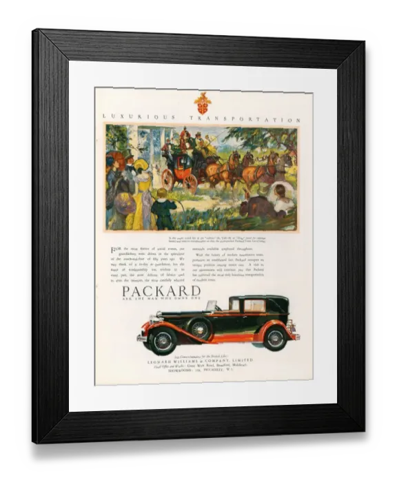 Framed Print : Packard 1930 1930s USA cc cars horses coaches carriages