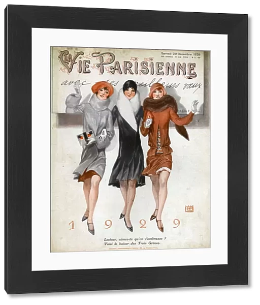 La Vie Parisienne 1928 1920s France cc womens hats coats fur new years eve