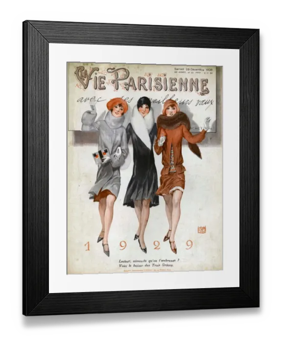 Framed Print : La Vie Parisienne 1928 1920s France cc womens hats coats fur new years eve Framed Print : La Vie Parisienne 1928 1920s France cc womens hats coats fur new years eve