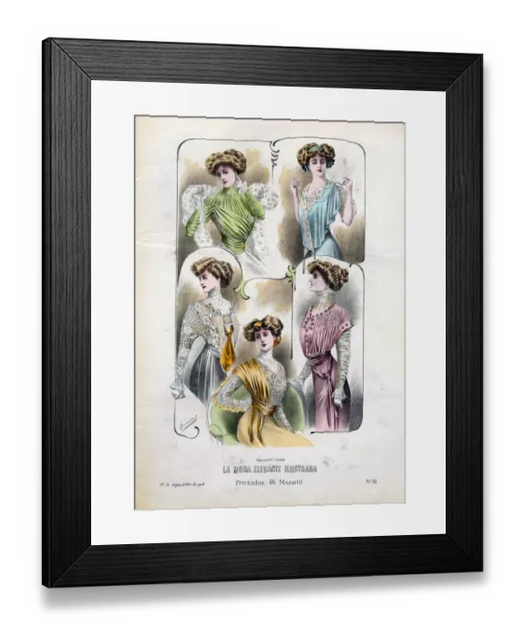 Framed Print : French Fashion 1908 1900s Spain cc womens portraits Framed Print : French Fashion 1908 1900s Spain cc womens portraits