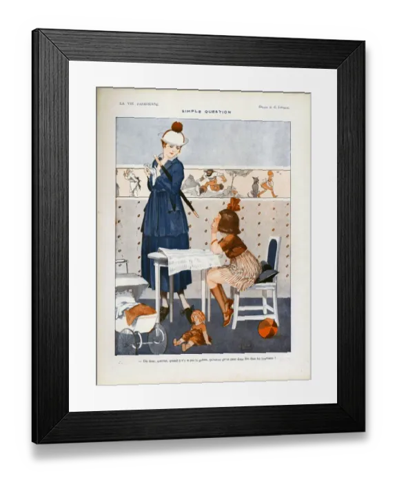 Framed Print : La Vie Parisienne 1917 1900s France cc reading nannies mothers and daughters nursery Framed Print : La Vie Parisienne 1917 1900s France cc reading nannies mothers and daughters nursery
