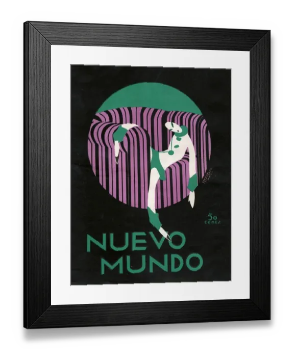 Framed Print : Nuevo Mundo 1920s Spain cc magazines relaxing art deco stripes chairs Framed Print : Nuevo Mundo 1920s Spain cc magazines relaxing art deco stripes chairs