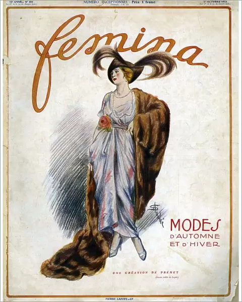 Femina 1913 1910s France cc womens fur hats dresses