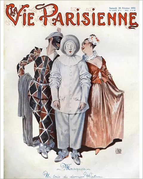 La Vie Parisienne 1931 1930s France cc mimes clowns masks fancy dress masquerade